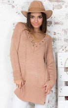 Side Slit V-Neck Knit Lace Up Full Sleeve Solid Sweater Bandage Casual Tops Black Casual Loose Pink Women Top 2016 Spring Women