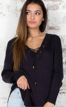 Side Slit V-Neck Knit Lace Up Full Sleeve Solid Sweater Bandage Casual Tops Black Casual Loose Pink Women Top 2016 Spring Women
