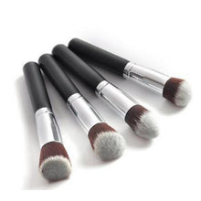 Silver Color High Quality 4 Pcs Black Synthetic Kabuki Flat Foundation Brush Single Makeup Cosmetic Brush pincel oval Anne