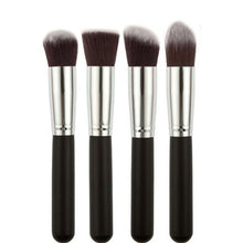 Silver Color High Quality 4 Pcs Black Synthetic Kabuki Flat Foundation Brush Single Makeup Cosmetic Brush pincel oval Anne