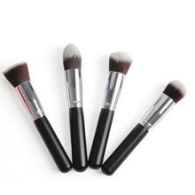 Silver Color High Quality 4 Pcs Black Synthetic Kabuki Flat Foundation Brush Single Makeup Cosmetic Brush pincel oval Anne