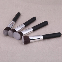 Silver Color High Quality 4 Pcs Black Synthetic Kabuki Flat Foundation Brush Single Makeup Cosmetic Brush pincel oval Anne
