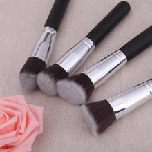 Silver Color High Quality 4 Pcs Black Synthetic Kabuki Flat Foundation Brush Single Makeup Cosmetic Brush pincel oval Anne