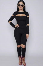 Skinny Cut Out Hollow Long Sleeve Back Zipper Playsuit Sexy Club Jumpsuits Out Fit Bodycon Jumpsuit & Romper One Piece Jumpsuit