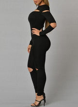 Skinny Cut Out Hollow Long Sleeve Back Zipper Playsuit Sexy Club Jumpsuits Out Fit Bodycon Jumpsuit & Romper One Piece Jumpsuit