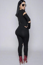 Skinny Cut Out Hollow Long Sleeve Back Zipper Playsuit Sexy Club Jumpsuits Out Fit Bodycon Jumpsuit & Romper One Piece Jumpsuit