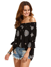 Slash Neck Three Quarter Sleeve Mini Dress Black Print Flare Sleeve Ruched Loose Casual Dress Women 2016 Autumn Casual Dress