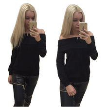 Slash Neck Women Blouse Long Sleeve Shirt Loose Fashion White Blouse Autumn Black Gray Plus Size Off Shoulder Women Tops