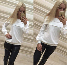 Slash Neck Women Blouse Long Sleeve Shirt Loose Fashion White Blouse Autumn Black Gray Plus Size Off Shoulder Women Tops
