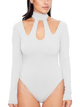 Sleeve Clasp Out Halter Choker Neck High Cut Long Playsuit Long Sleeve Sexy Fashion Spandex Bodysuit Sexy Club Shorts Romper