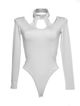 Sleeve Clasp Out Halter Choker Neck High Cut Long Playsuit Long Sleeve Sexy Fashion Spandex Bodysuit Sexy Club Shorts Romper