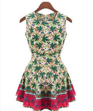 Sleeveless Ladies Dress Flower Print Mini Summer Dresses Belt Printed Women Dress Chiffon Casual Vestidos Femininos Vestidos