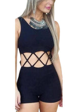 Sleeveless Sexy Hollow Out Black Bodysuit Black Romper Shorts Bodycon Jumpsuit One Piece Shorts Outfit Playsuit Overalls 2017