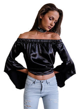 Slik Off Shoulder Flare Bell Sleeve Women Sexy Summer Blouse Fashion 2016 Casual Ladies Tops And Blouses High Quality Blouse