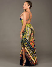 Slip Slit Tribal Print Dress Floor Length Backless Slim Dresses Summer Casual Dress 2016 Women Summer Beach Patchwork Dresses