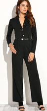 Solid Black Button Full Sleeve Full Length Jumpsuit 2016 Women New Arrival Sexy Fashion V-Neck Bodysuit Casual Women Clothing