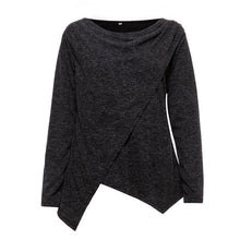 Solid Full Sleeve Blue Blouse O-Neck Front Slit Irregulare Skirt Blouse Shirt Women 2016 Autumn Top New Fashion Women Blouses