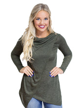Solid Full Sleeve Blue Blouse O-Neck Front Slit Irregulare Skirt Blouse Shirt Women 2016 Autumn Top New Fashion Women Blouses