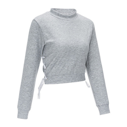 Solid Full Sleeve O-Neck Short Pullover Bow Sweater Hollow Out Pink Women Sweater 2016 New Fashion Women Casual Slim Tops