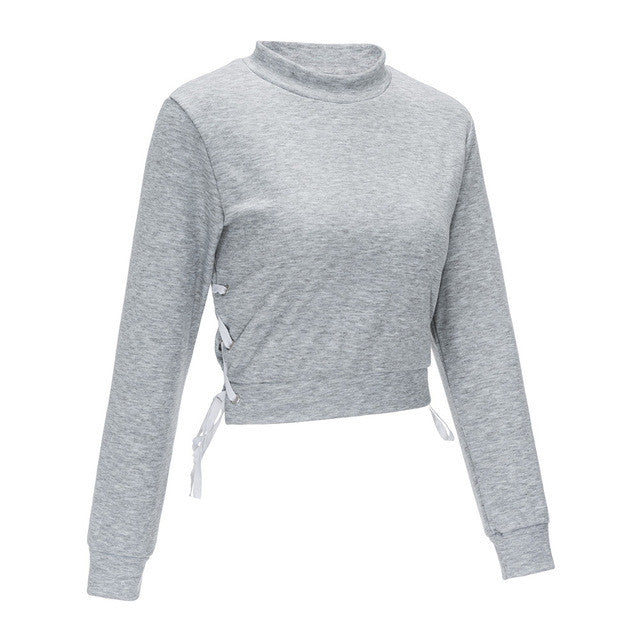 Solid Full Sleeve O-Neck Short Pullover Bow Sweater Hollow Out Pink Women Sweater 2016 New Fashion Women Casual Slim Tops