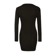 Solid Knitting Lace Up Full Sleeve Deep V-Neck Mini Sexy Red Dress Skinny Black Slim 2016 Women New Casual Autumn Bodycon Dress