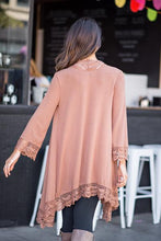 Solid Lace Three Quarter Sleeve Long Blouse Cardigan Pink Autumn 2016 Women Top New Arrival Ladies Blouses 2016 Fashion Casual