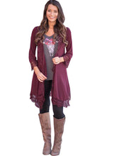 Solid Lace Three Quarter Sleeve Long Blouse Cardigan Pink Autumn 2016 Women Top New Arrival Ladies Blouses 2016 Fashion Casual