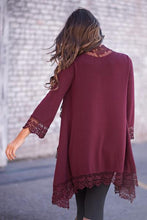 Solid Lace Three Quarter Sleeve Long Blouse Cardigan Pink Autumn 2016 Women Top New Arrival Ladies Blouses 2016 Fashion Casual