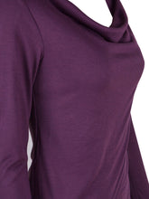 Solid O-Neck Full Sleeve Slit Ruched Blouse High and Low Purple Women Blouse For Autumn New Fashion Ladies 2016 Arrival Tops