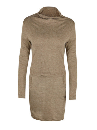 Solid Ruched Full Sleeve Ruched Mini Length Skinny Khaki Grey Elegant Dress Work Women Autumn 2016 Slim Casual Dress