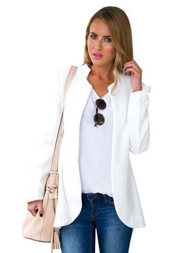 Solid Stand Neck Open Stitch Full Sleeve Jackets Women 2016 Autumn Casual Loose Jackets New Arrival Fashion Top Women Jackets