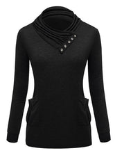 Solid Turtleneck Black Button Full Sleeve Pockets Pullover Slim Sweater Women 2016 Skinny Red Autumn Women New Fashion Sweaters