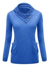 Solid Turtleneck Black Button Full Sleeve Pockets Pullover Slim Sweater Women 2016 Skinny Red Autumn Women New Fashion Sweaters