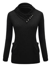 Solid Turtleneck Black Button Full Sleeve Pockets Pullover Slim Sweater Women 2016 Skinny Red Autumn Women New Fashion Sweaters