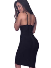Spaghetti Strap Deep V Neck Cleavage Sexy Women Dress Bodycon Slim Club Wear Fashion Party Dress 2016 Midi New Summer Dress