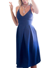 Spaghetti Strap Dress V Neck Pleated Dress Open Back Women Sun Dress 2016 New Arrival Beach Dress Sexy Blue Fashion
