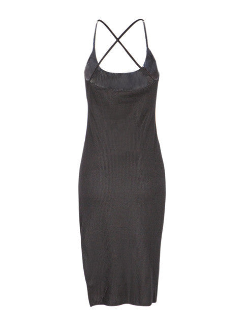 Spaghetti Strap High Split On Side Bodycon Sexy Dress Black Pink Solid Color Summer Dress 2017 Ladies Clothing