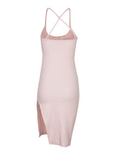 Spaghetti Strap High Split On Side Bodycon Sexy Dress Black Pink Solid Color Summer Dress 2017 Ladies Clothing