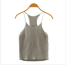 Spaghetti Strap Knit Short Crop Top Womans Casual Summer Tee T Shirt Women Sexy Fashion Women Clothing Fitness Stretch Bodycon