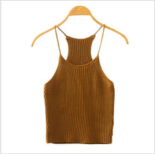 Spaghetti Strap Knit Short Crop Top Womans Casual Summer Tee T Shirt Women Sexy Fashion Women Clothing Fitness Stretch Bodycon
