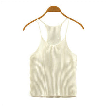 Spaghetti Strap Knit Short Crop Top Womans Casual Summer Tee T Shirt Women Sexy Fashion Women Clothing Fitness Stretch Bodycon