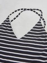 Spaghetti Strap Plunge Backless Sexy Stripe Print Slip Dress Casual Long Summer Split Dress Maxi Double High Slit Beach Bodycon