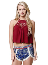 Spaghetti Strappy Hollow Out Tribal Print Ruched Short Crop Top Cropped Midriff Sleeveless Crochet Crop Sexy Shirt Vest Women