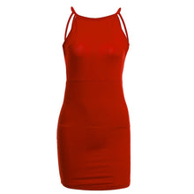 Spaghtti Trap Summer Casual Solid Dress Red Blue V-Neck Mini Dress 2017 New Arrival Dresses Lady Fashion Casual Mini Dresses