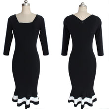 Square Collar Half Sleeve Patch Skinny Pencil Office Mermaid Dress Women Casual Slim 2016 New Fashion Autumn Work Dress