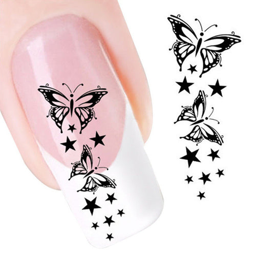 Stickers & Decals women girl ladies 3D Butterfly Water Transfer Slide Decal Sticker Nail Art Tips To Decoration free shipping