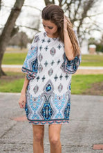 Straight Mini Casual loose Dress white blue O-Neck dress 2016 Summer ethnic Print Womens tribal 3XL Dresses Fashion Lady Dresses