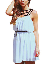 Strappy White Dress With Belt White Chiffon Dress Summer Casual Girl Women Dress Fashion Beach Stretch Sundress Mini Short