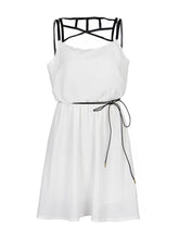 Strappy White Dress With Belt White Chiffon Dress Summer Casual Girl Women Dress Fashion Beach Stretch Sundress Mini Short