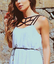 Strappy White Dress With Belt White Chiffon Dress Summer Casual Girl Women Dress Fashion Beach Stretch Sundress Mini Short